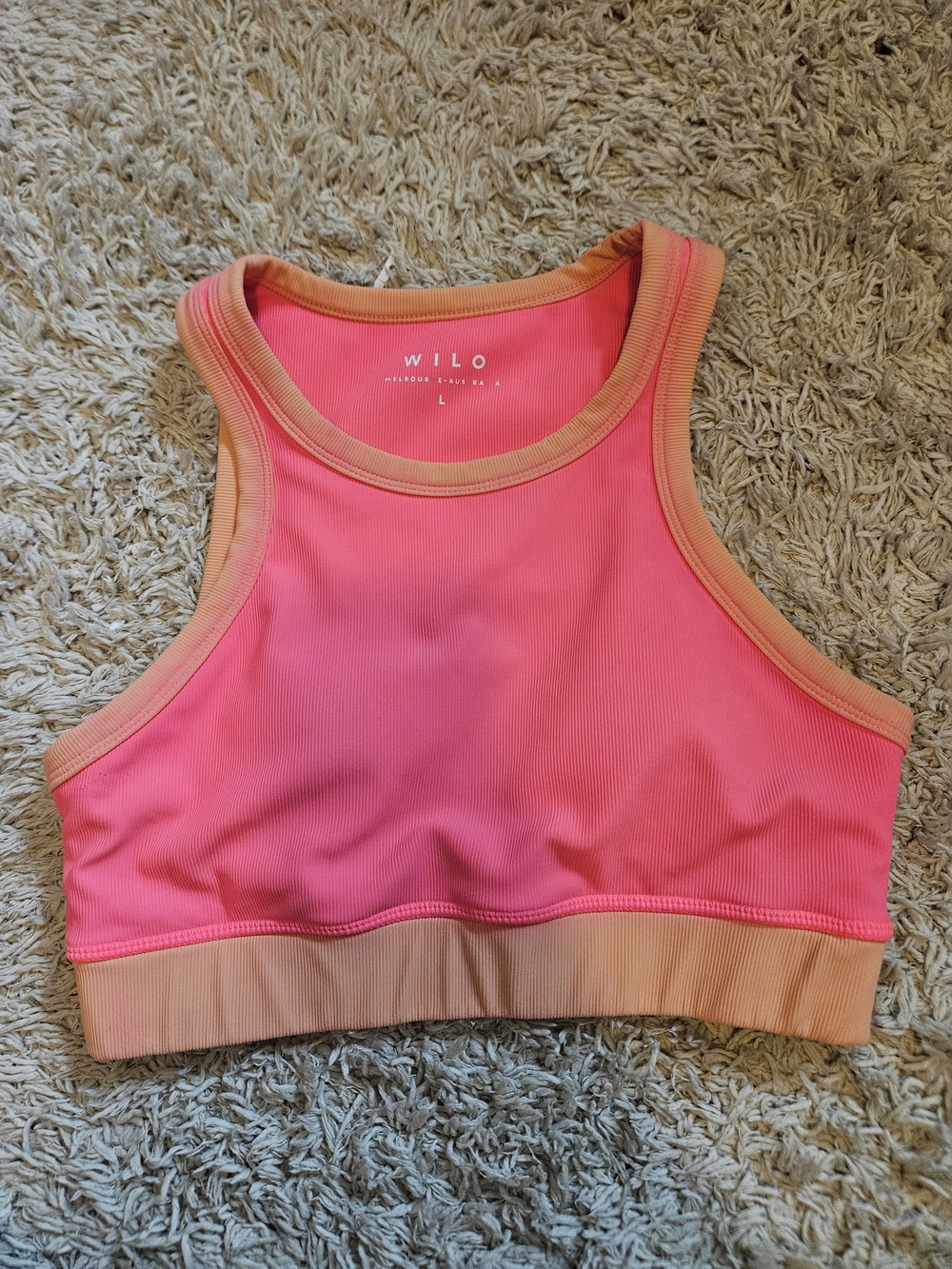 Wilo Neon Pink & Peach High-Neck Sports Bra